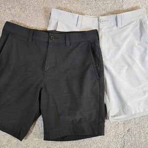 Lot (2) Travis Mathew Shorts Mens Sz 32 Golf Lightweight Black & Gray Flat Front